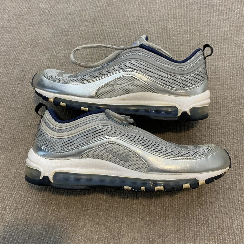 Nike Air Max 97‎ Shoes Womens Size 10 Silver Mesh Cushioned 554668-041 Sneakers